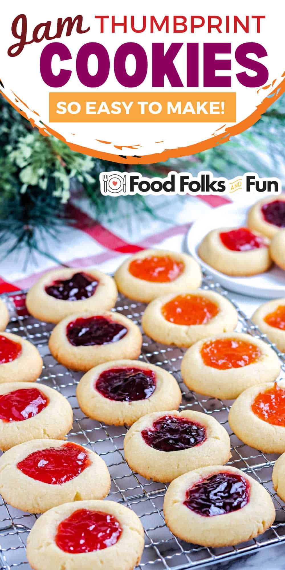 Jam Thumbprint Cookies are an easy, versatile, and classic Christmas Cookie recipe everyone loves to make and eat!  via @foodfolksandfun