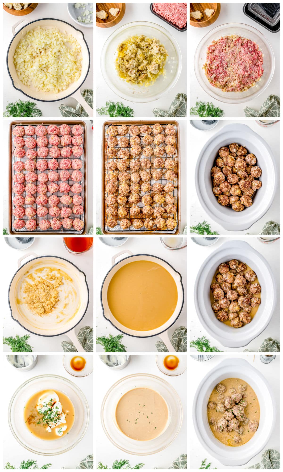 A picture collage showing how to make this Crockpot Swedish Meatballs recipe.