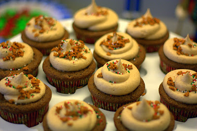 Gingerbread Cupcakes in a cupcake tray holder