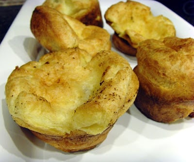 Individual servings of Yorkshire Pudding on a plate
