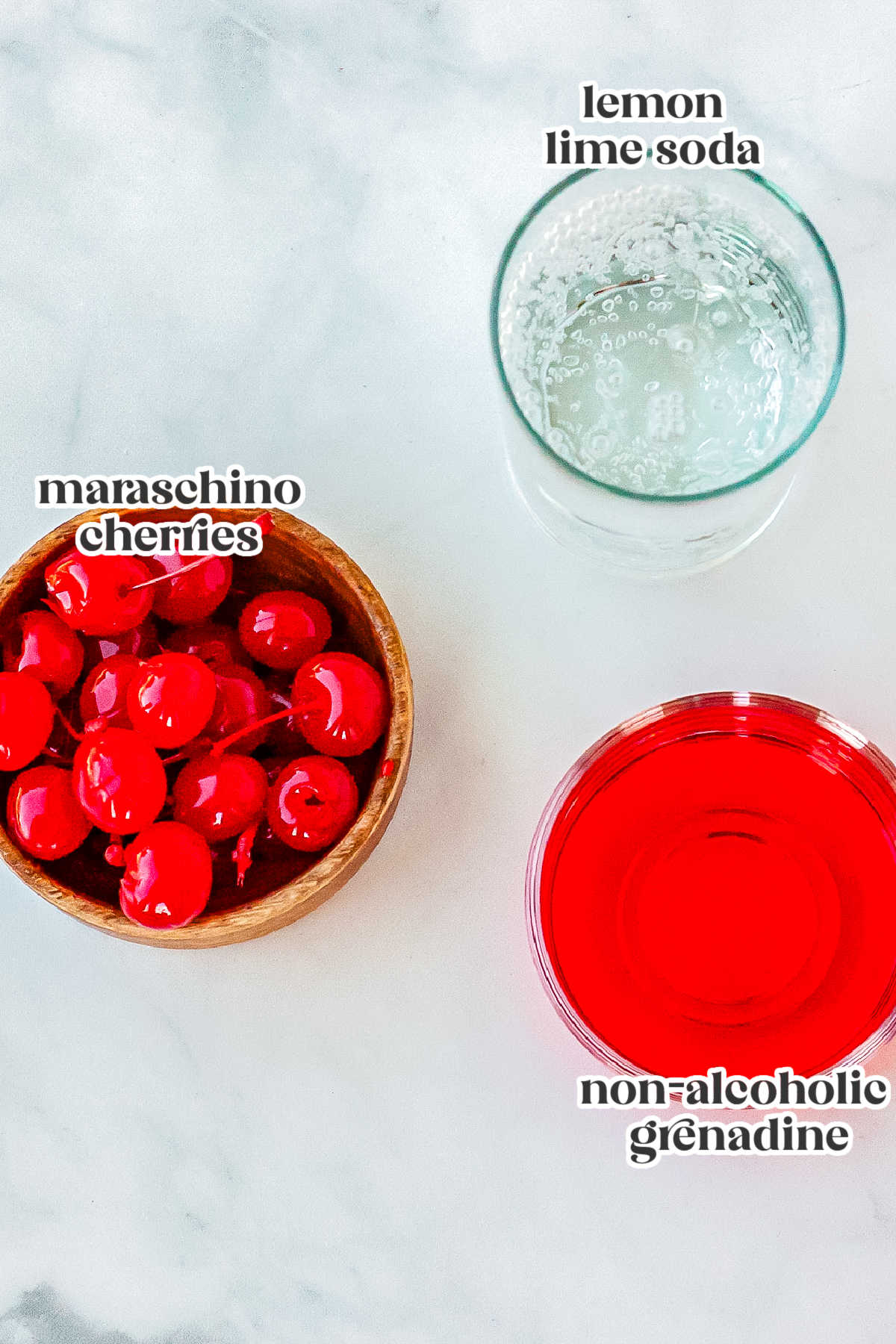 The ingredients needed to make the recipe with text overlay labeling each one.