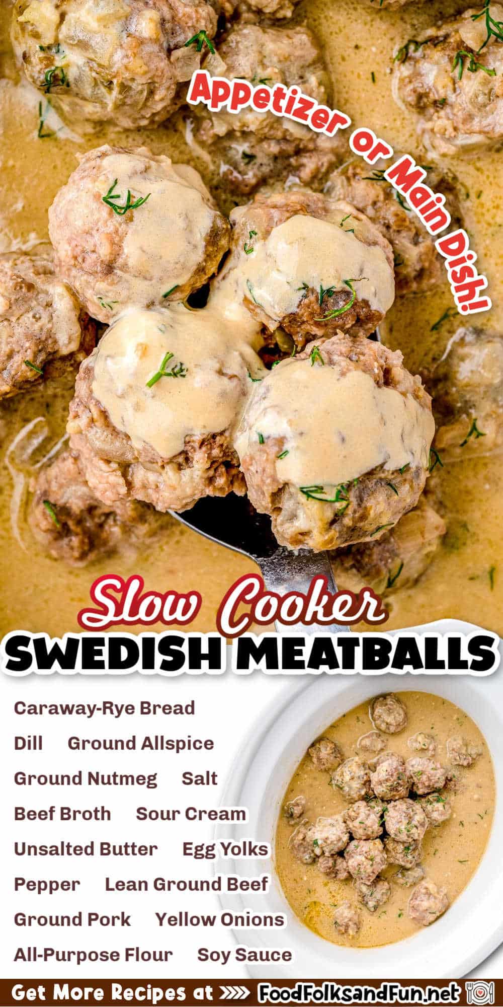 These Swedish Meatballs are perfect for game day, holidays, and mealtime. You can make them ahead of time or serve them as a main dish served over egg noodles. via @foodfolksandfun