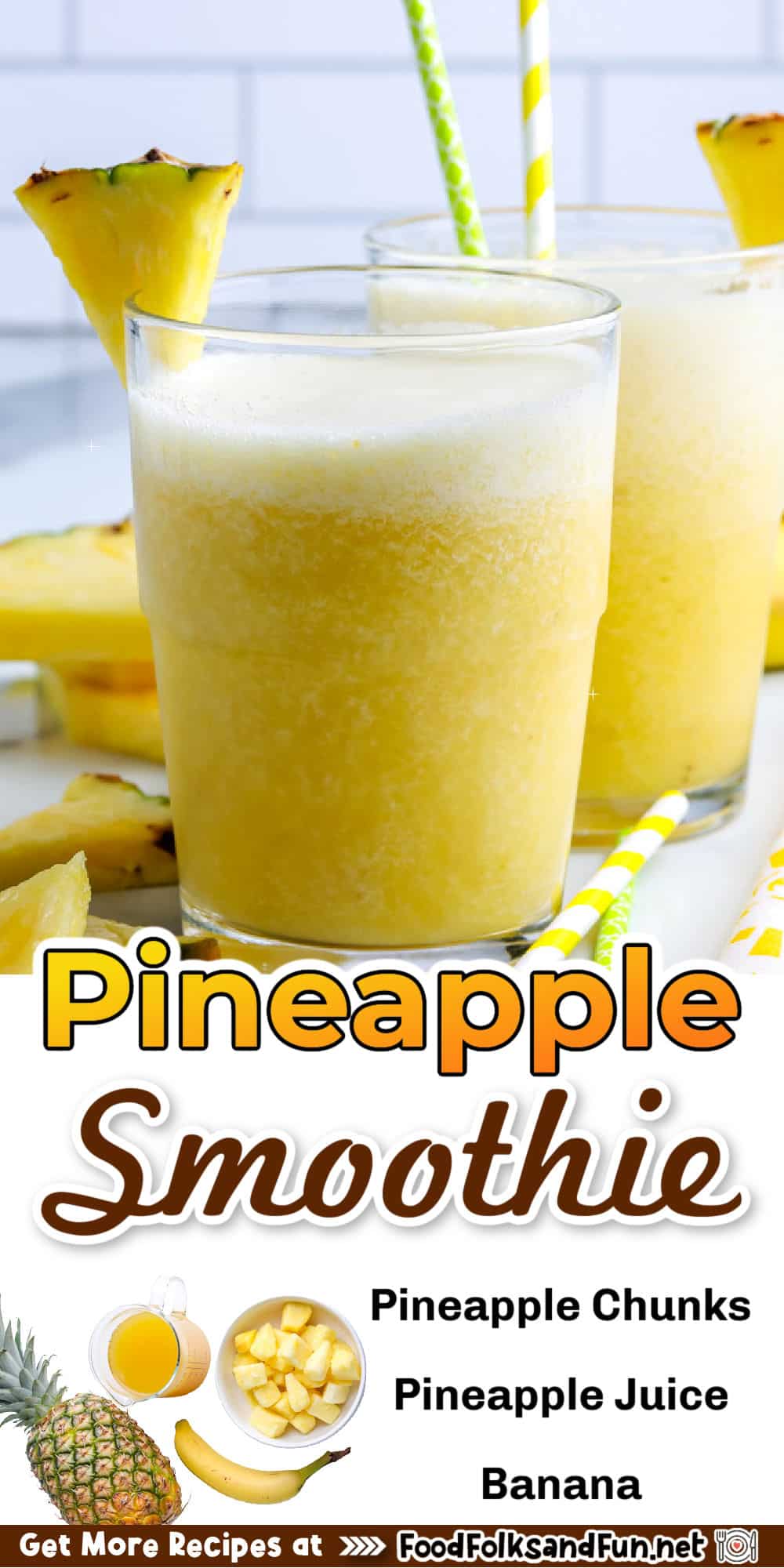 This simple pineapple smoothie recipe comes together in just 5 minutes, which means it’s great for a quick and satisfying snack or breakfast. via @foodfolksandfun