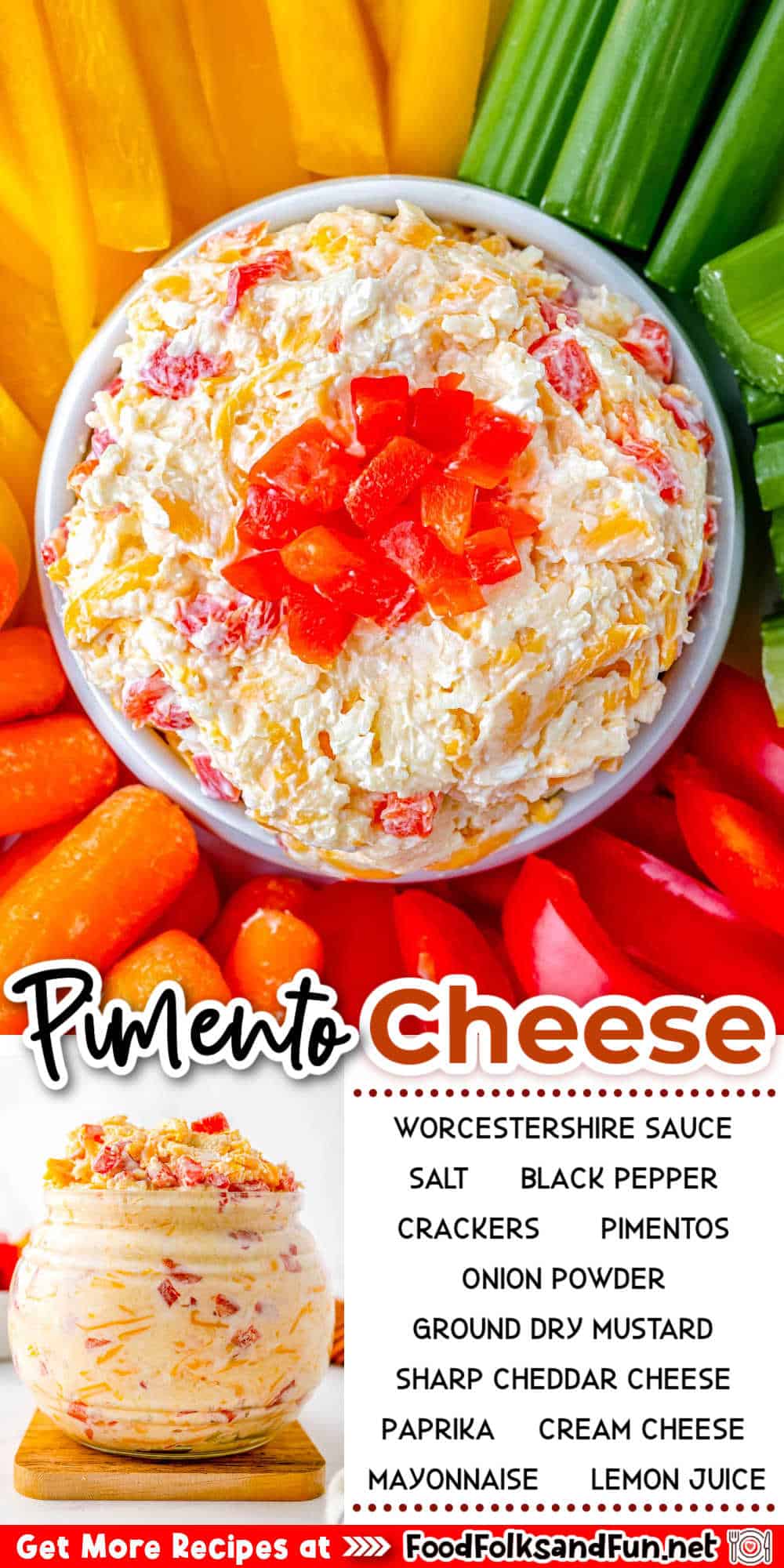 Enjoy the ultimate Southern classic, Pimento Cheese, with buttery crackers or veggie sticks. Simple, portable, and a family favorite for snacking! via @foodfolksandfun