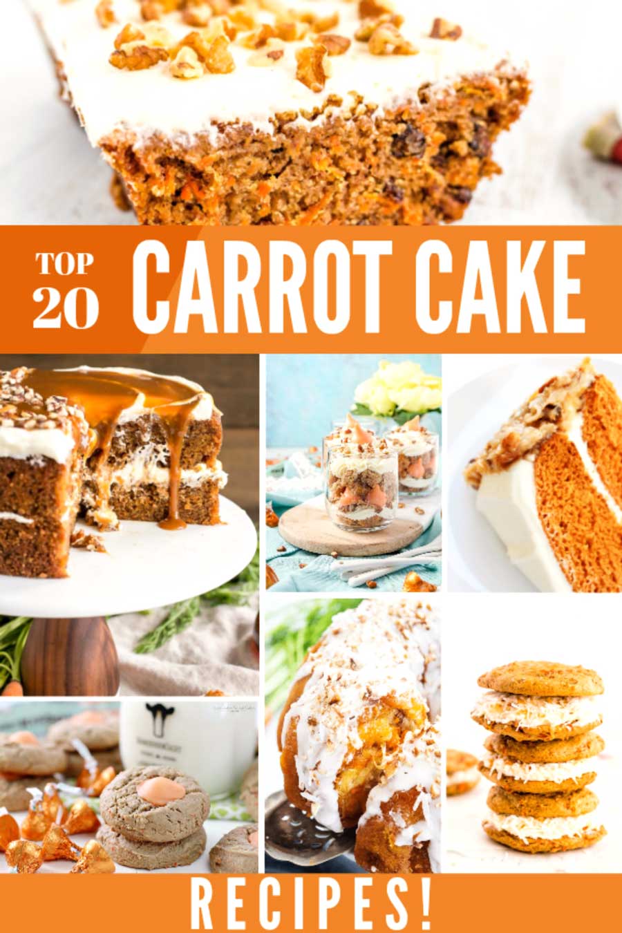 Collection of 20 of the best carrot cake recipes.