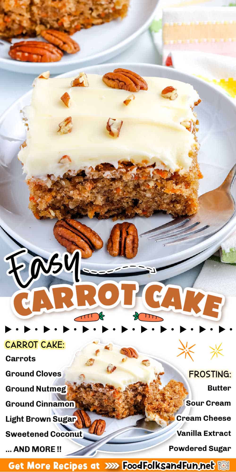 Indulge in a simple, delicious, and easy carrot cake recipe. It’s moist, flavorful, and ready in no time. 
 via @foodfolksandfun