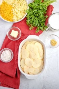 Ingredients needed to make Potatoes Au Gratin