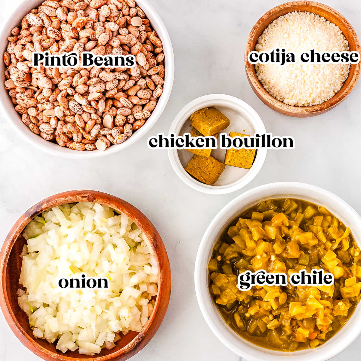 The recipe ingredients with text overlay labeling each.