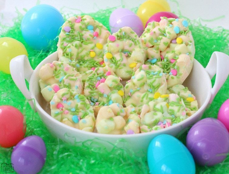 Easter Marshmallow Dessert pieces in a bowl