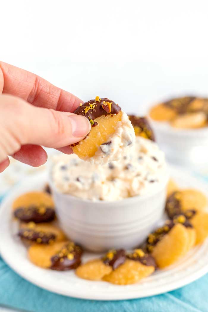 Cannoli Dip with Chocolate Covered Cannoli Chips