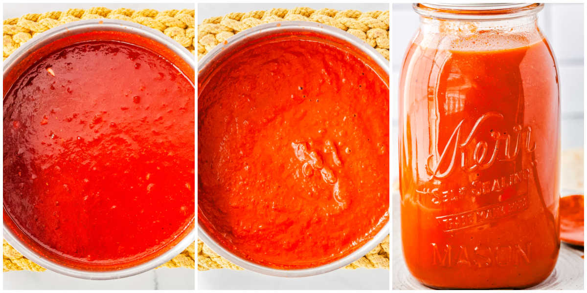 All the ingredients aded to a pot and simmered and then moved to a storage jar.