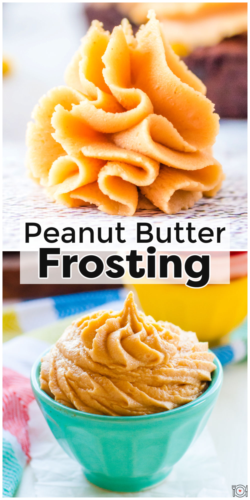 This peanut butter frosting recipe is light and creamy, and it has just the right amount of sweetness. This recipe is the perfect frosting for brownies and chocolate cake! via @foodfolksandfun