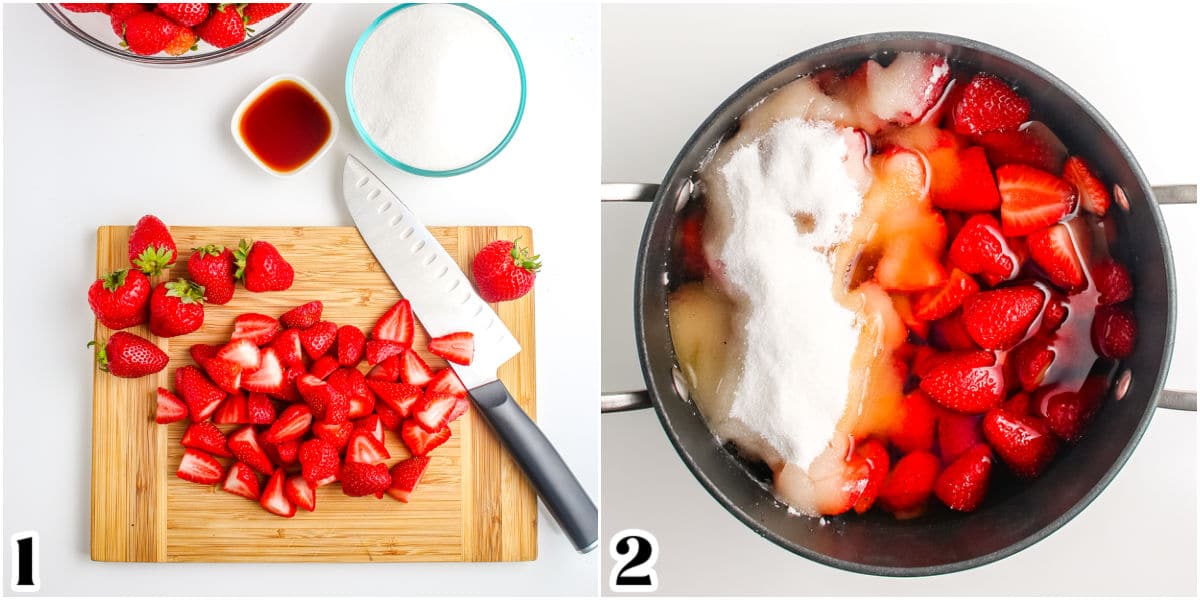 All of the ingredients in a saucepan. 