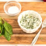 Mix together the goat cheese and basil.