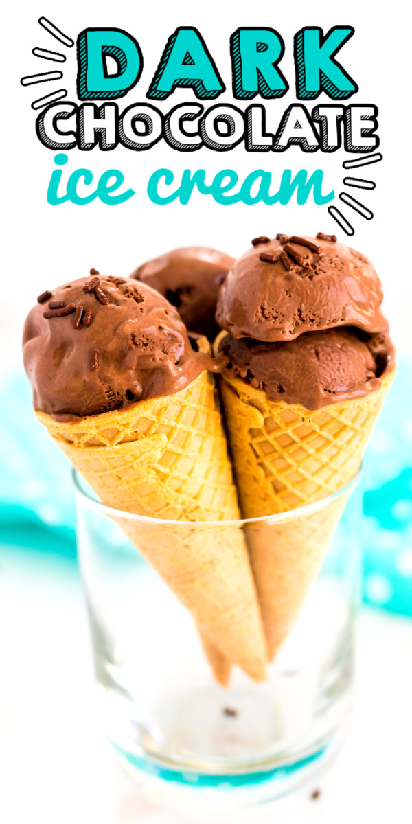 This Decadent Dark Chocolate Ice Cream will make all of your chocolatey dreams come true! It's rich, creamy, and the best chocolate ice cream I've ever had. via @foodfolksandfun