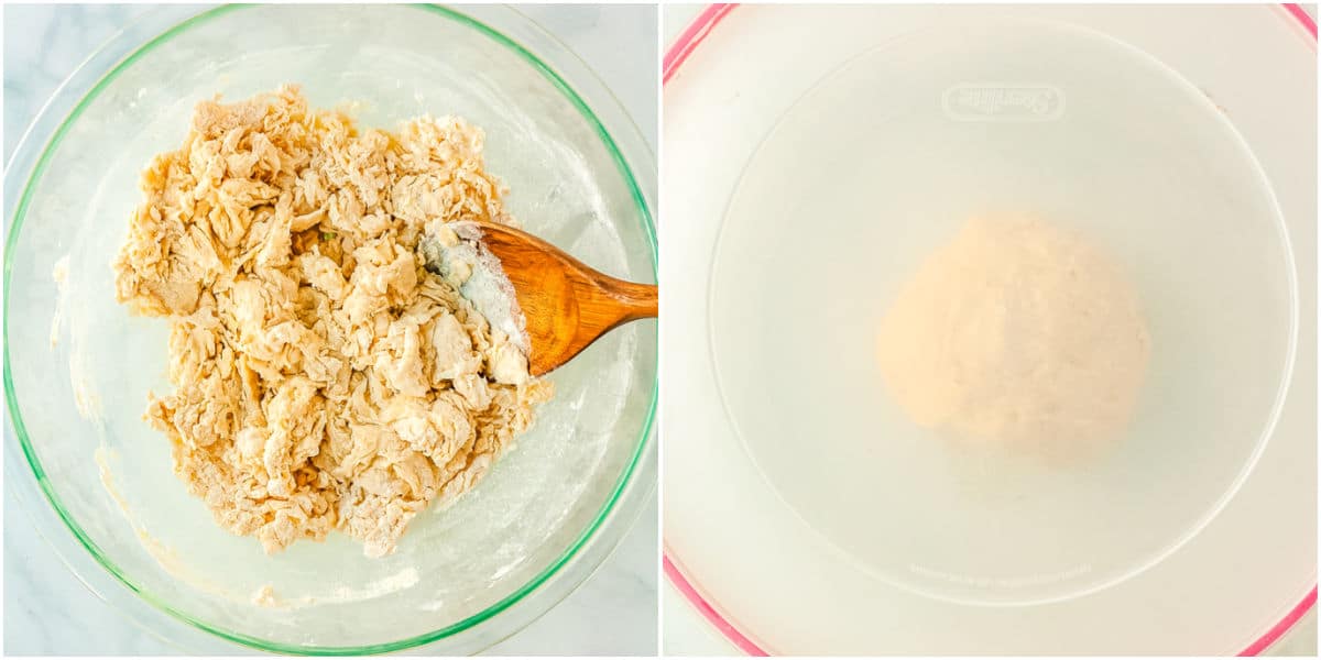 The dough mixed and in a bowl after kneading.