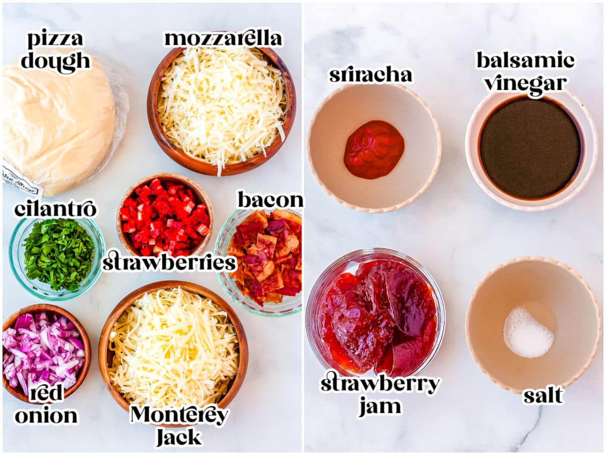 All of the ingredients needed to maek this recipe and labeled with text overlay.