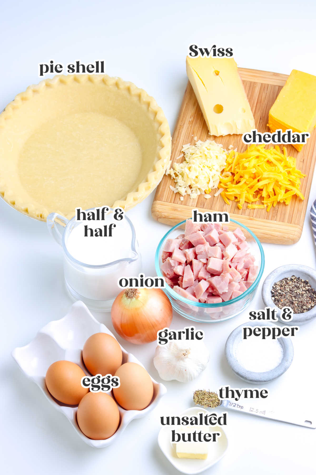 The recipe ingredients with text overlay labeling each.