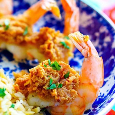 Baked Stuffed Shrimp on a serving plate.