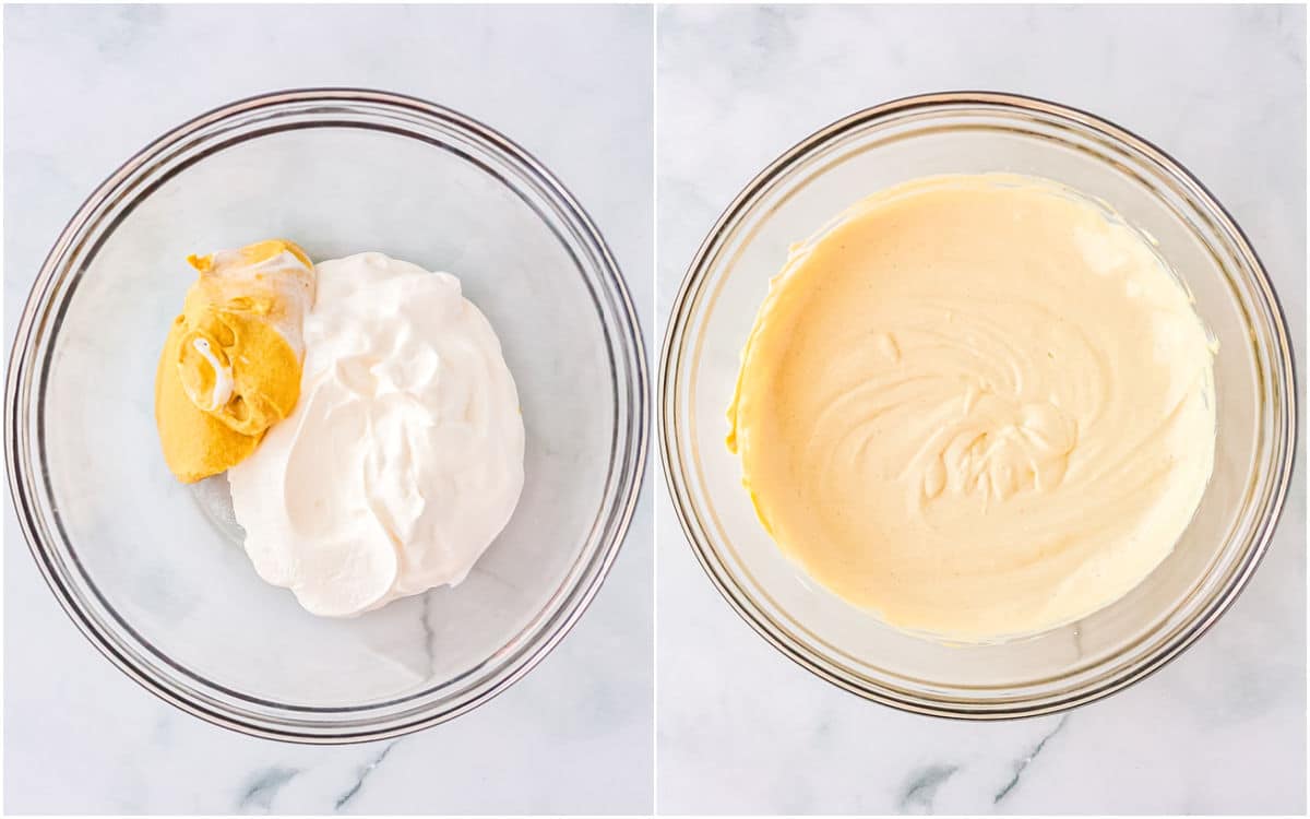 The sauce ingredients in a bowl and then whisked together until smooth.