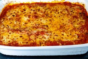 The manicotti right out of the oven.
