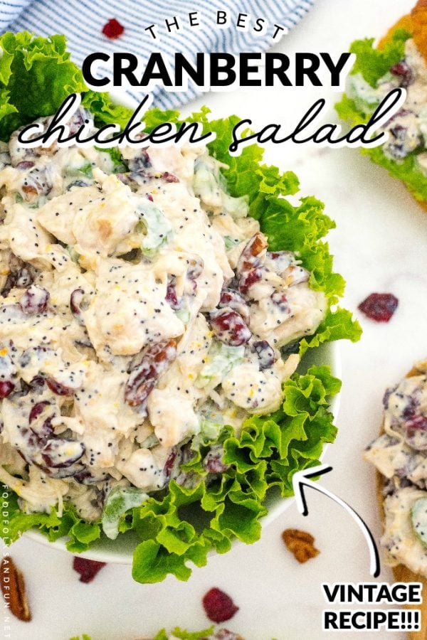 Finished Cranberry Chicken Salad recipe with text overlay for Pinterest.
