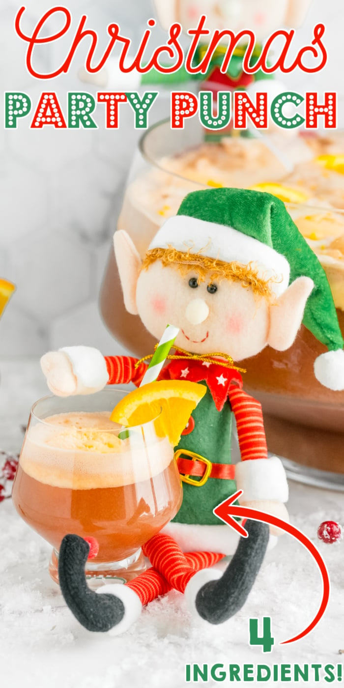 This easy non-alcoholic Christmas Punch recipe is always a party favorite. All you need are just 4 simple ingredients and a large punch bowl! via @foodfolksandfun