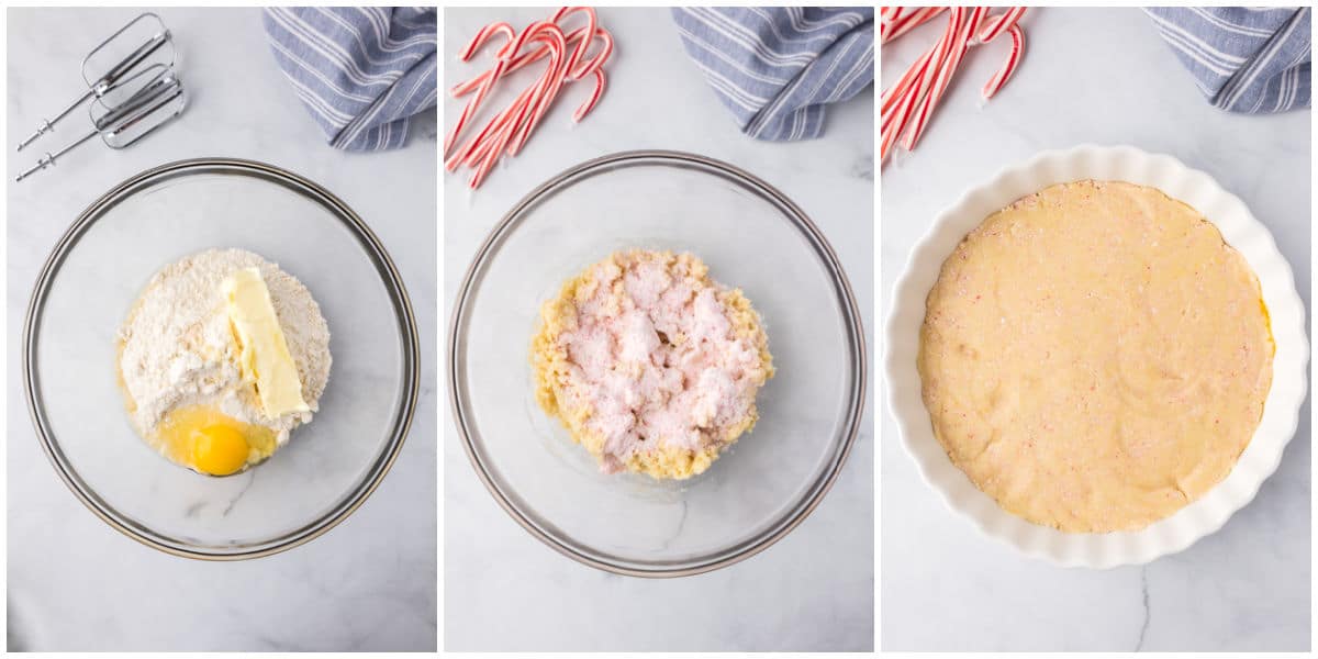 The cookie dough mixed together and then pressed into a greased pie plate.