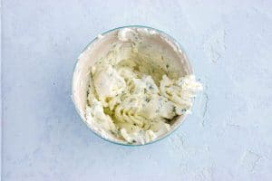 Mix together the goat cheese, herbs, and honey until combined.