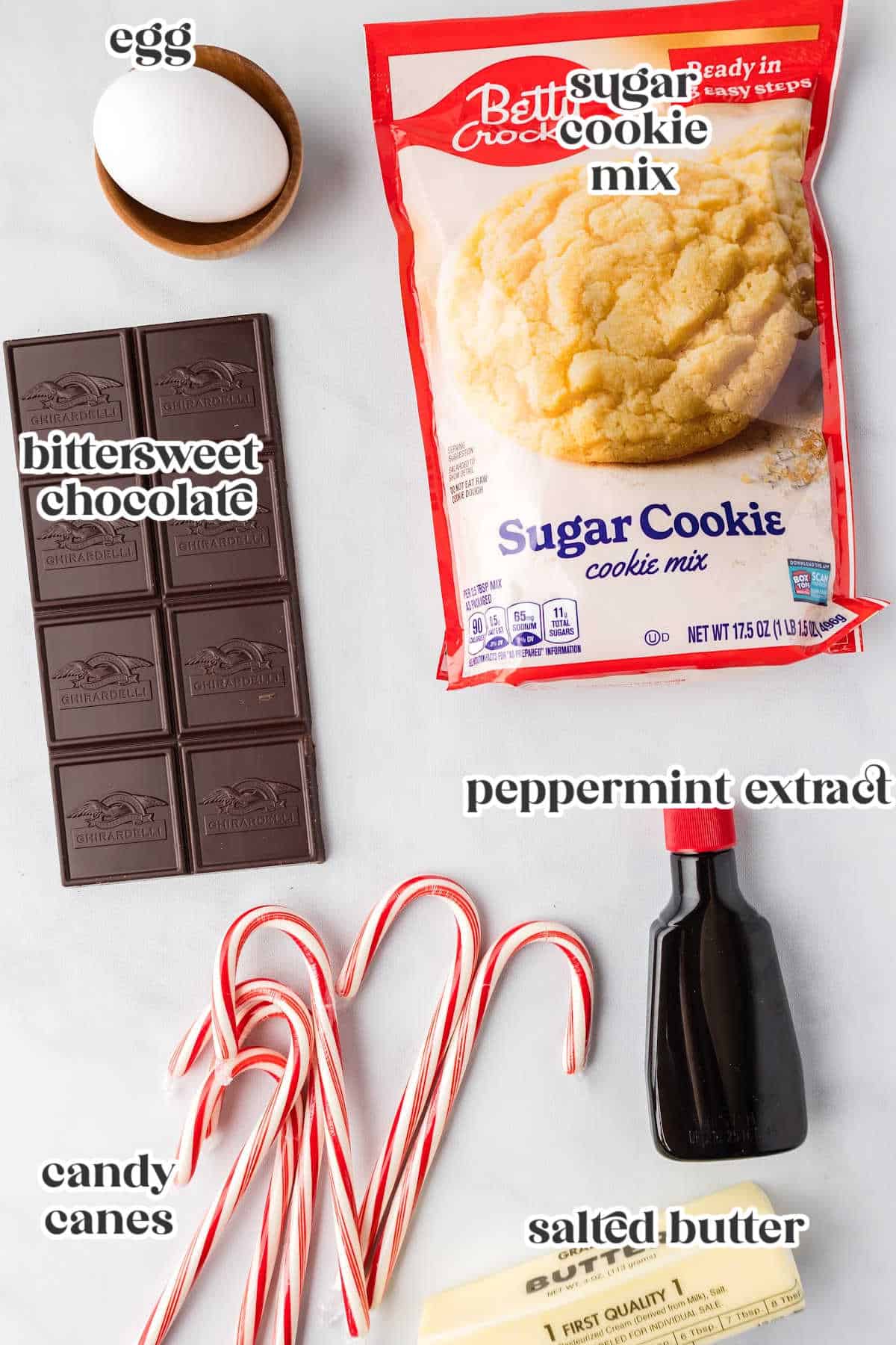 The recipe ingredients with text overlay labeling each.