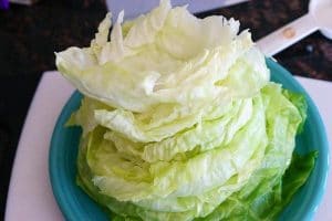 Remove the leaves from the cabbage head.