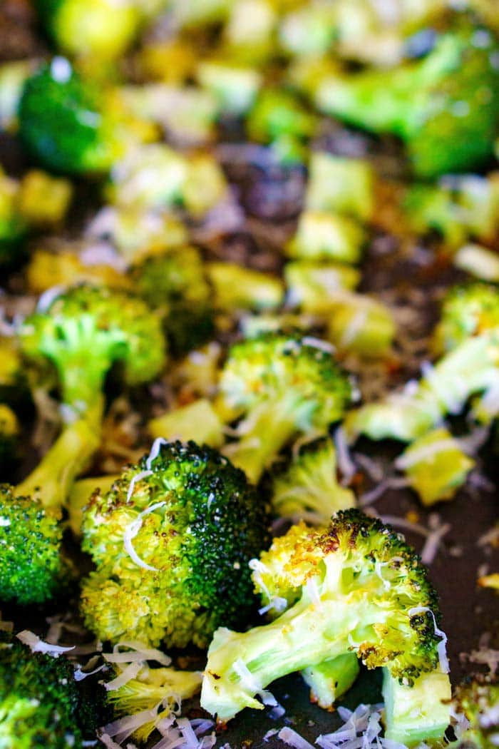 Oven Roasted Broccoli with Parmesan Cheese.