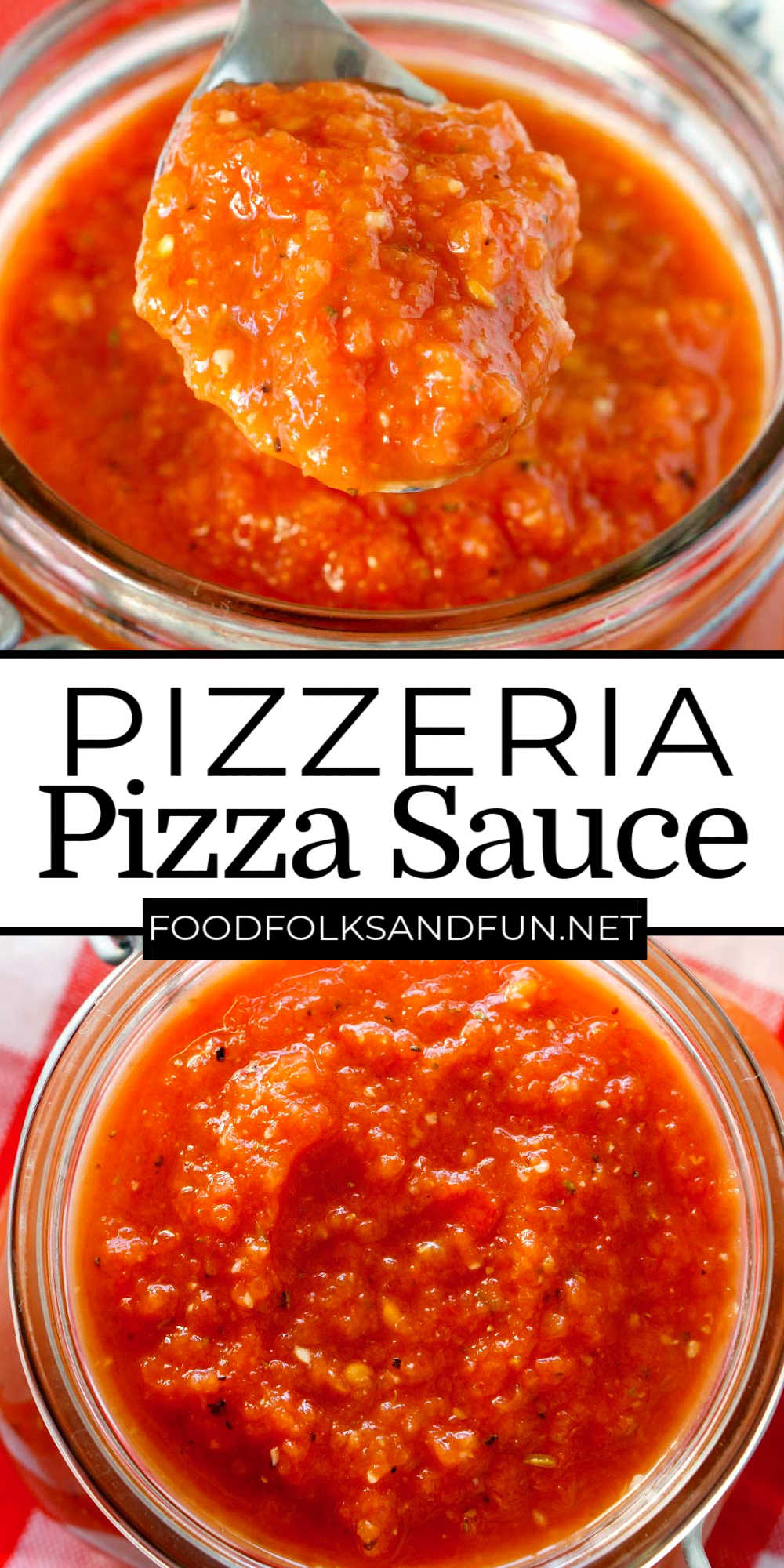 This Copycat Pizzeria Pizza Sauce Recipe tastes as if it came from your favorite pizzeria. It’s SO easy to make, all you need is 5 minutes and a blender! via @foodfolksandfun
