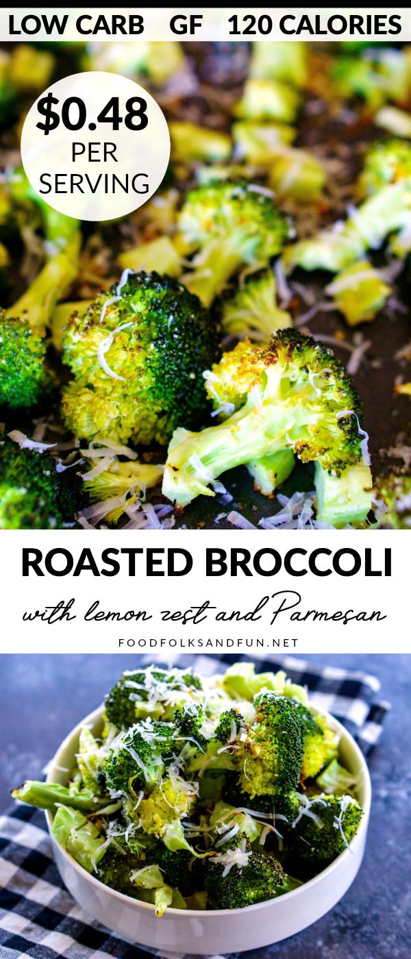 This Oven Roasted Broccoli recipe is an easy side dish that's low carb and gluten-free. It costs just $2.84 to make and serves 6.  via @foodfolksandfun