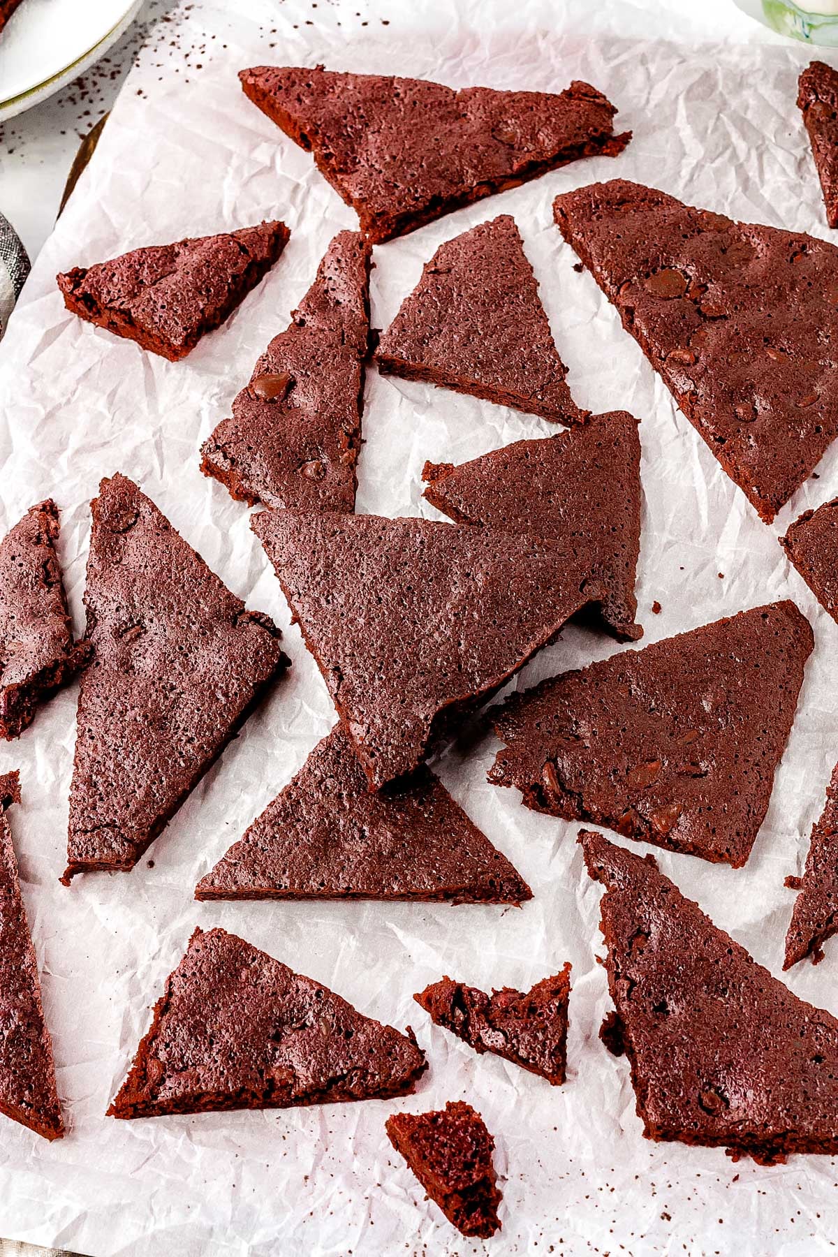 Brownie Brittle pieces on a platter.
