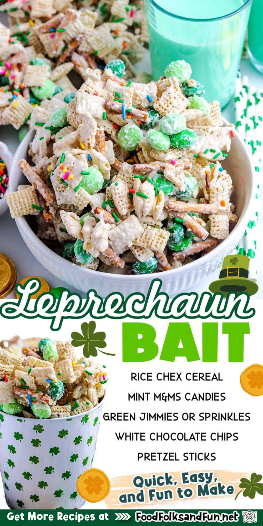 This Leprechaun Bait Chex Mix is like a pot of gold at the end of your mixing bowl – quick, easy, and magically delicious! via @foodfolksandfun