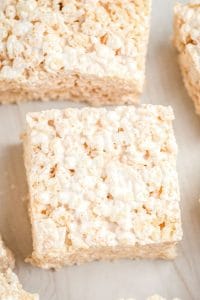 Overhead picture of a homemade Rice Krispies Treat.
