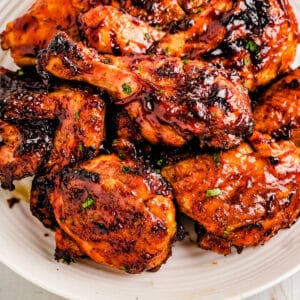 BBQ Chicken on a white plate.