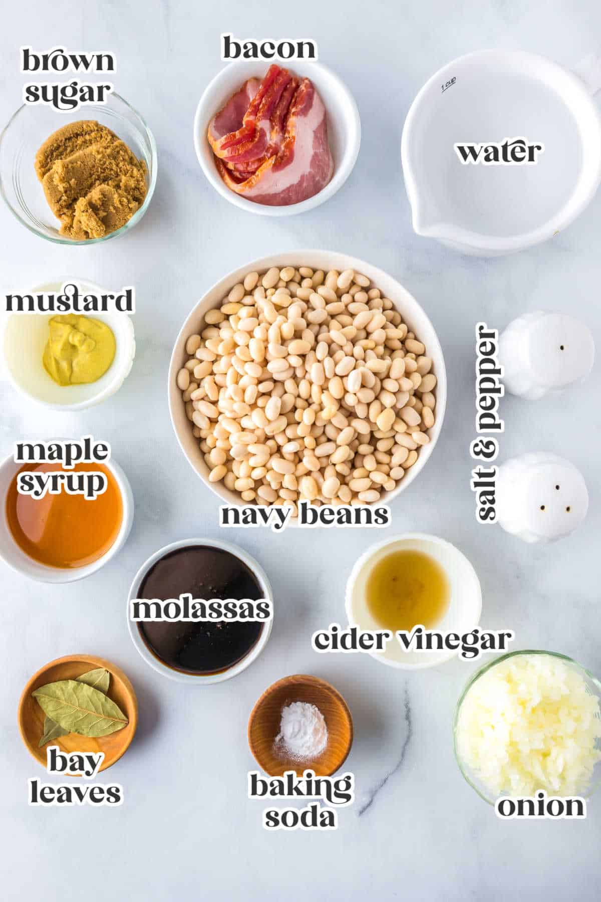The ingredients needed to make this recipe and labled with text overlay.