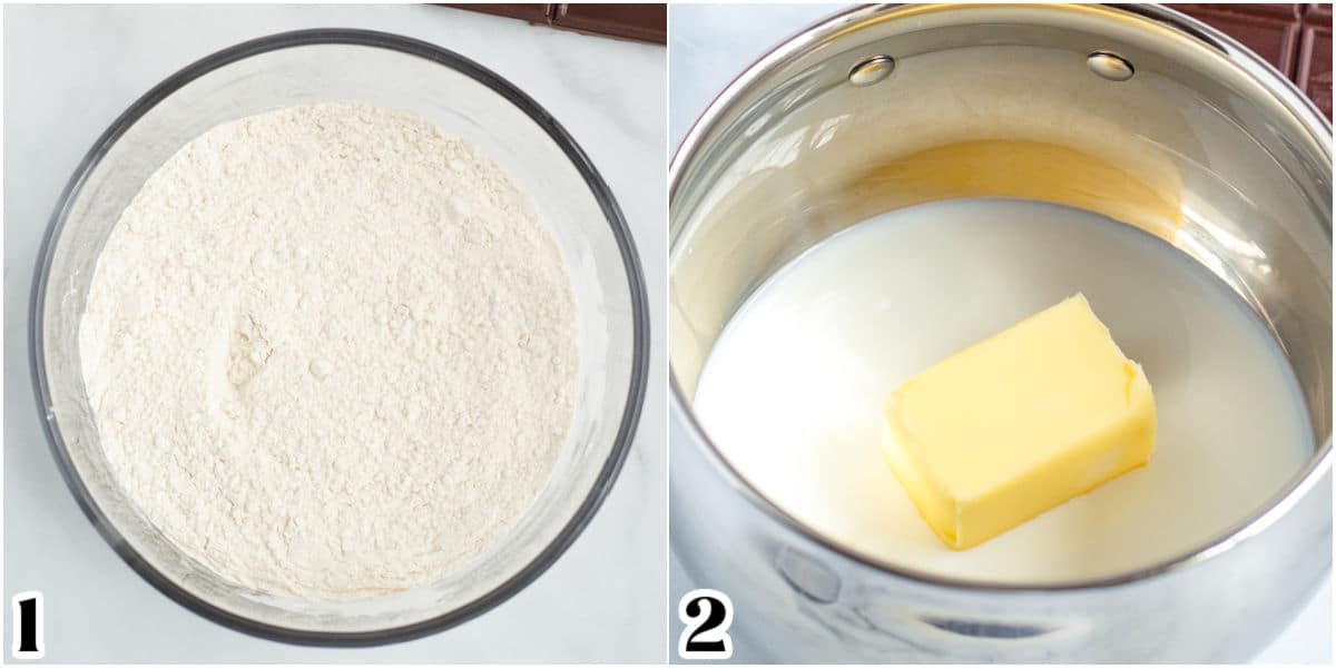 The yellow cake dry ingredients whisked together. 