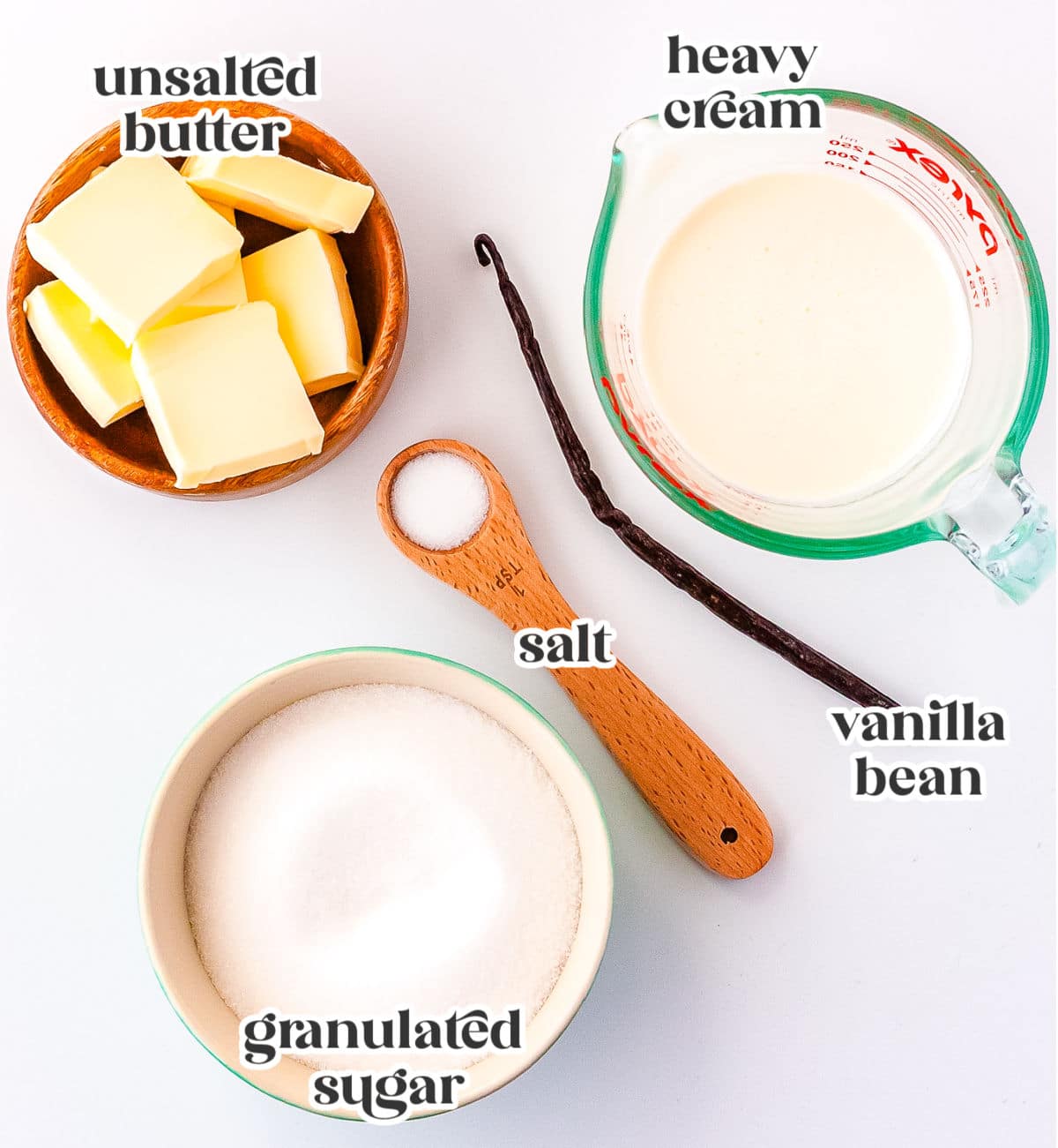 All of the ingredients needed to make this recipe with text overlay labeling each ingredient.