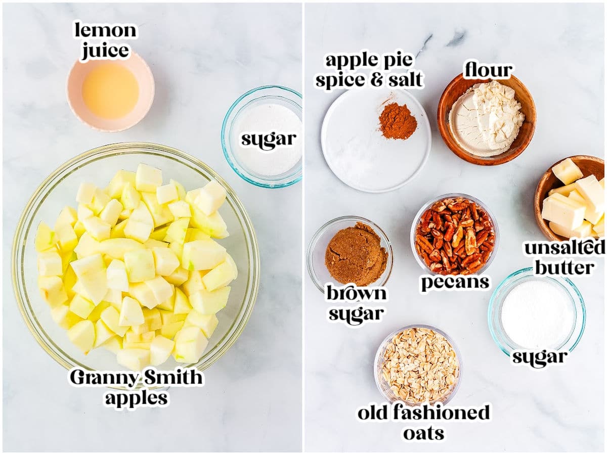 All of the ingredients needed to make this recipe with text overlay labeling each one.