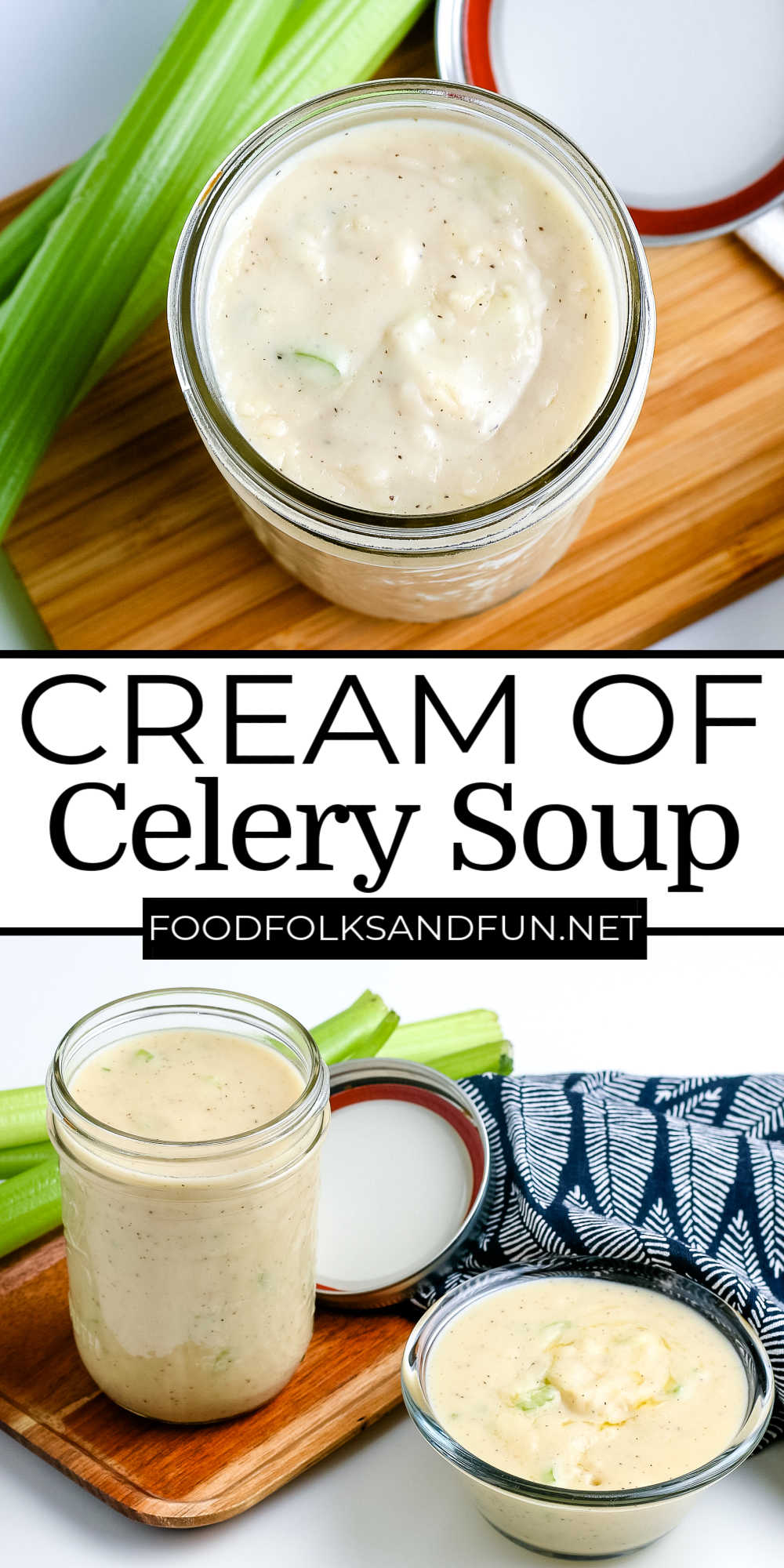 Homemade Cream of Celery Soup is a delicious substitute for the pantry staple, condensed soup. It’s a great base for adding to casseroles and soups.  via @foodfolksandfun