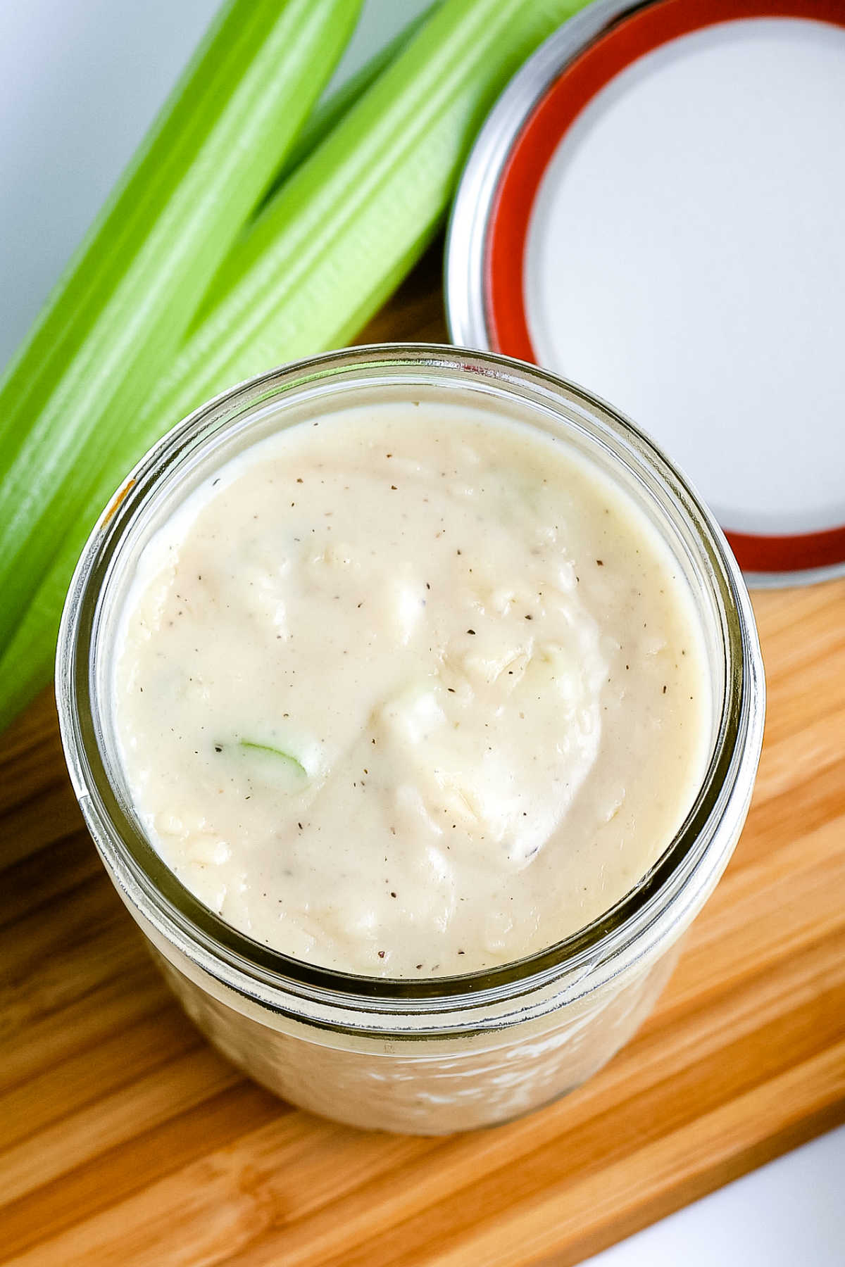 A close up picture of the finished Cream of Celery Soup recipe. 