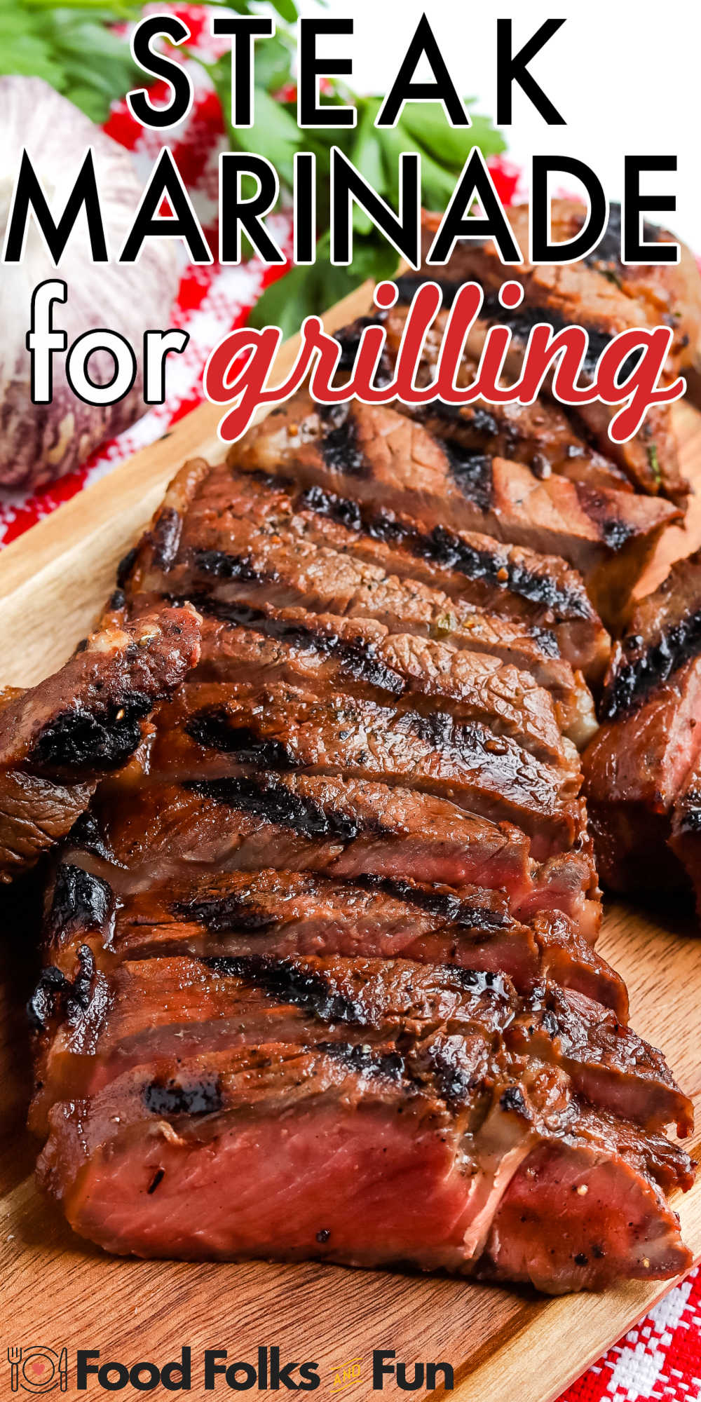 This easy Steak Marinade For Grilling makes flavorful and juicy steaks every time. It’s perfect for strip steak, skirt steak, flank steak, sirloin, kabobs, and more. via @foodfolksandfun