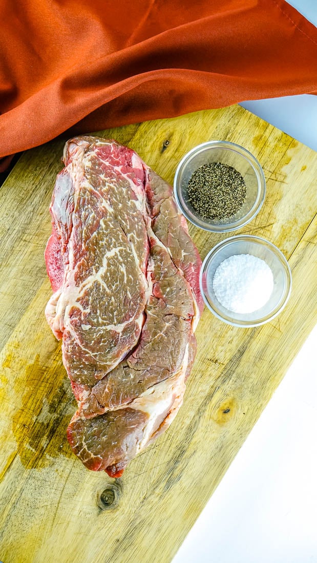 All of the ingredients needed to make this Smoked Chuck Roast recipe.