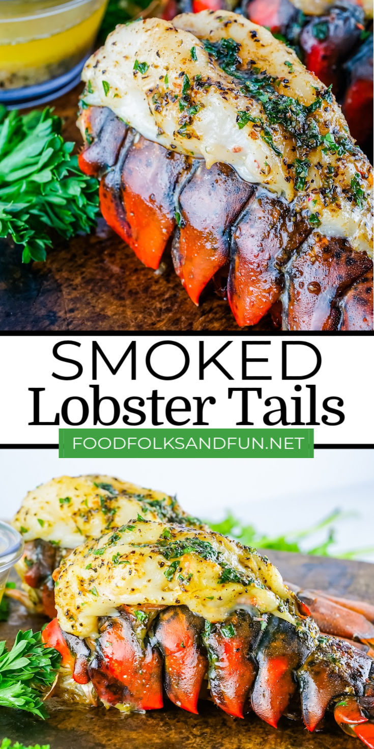 These Smoked Lobster Tails have a sweet and smokey flavor that's so delicious. The lobster is covered in butter, cooks up perfectly, and melts in your mouth! via @foodfolksandfun
