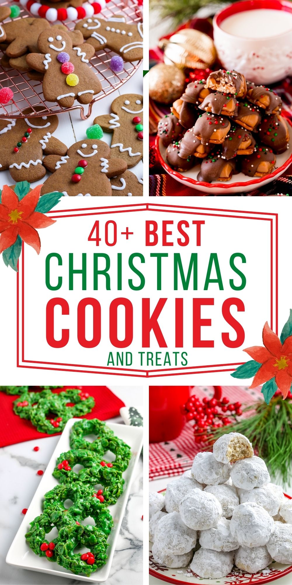 A picture collage of Christmas Cookies and Christmas Treats.