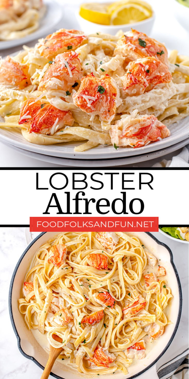 This Lobster Alfredo recipe is loaded with tender chunks of lobster meat, salty Parmesan cheese, and a velvety alfredo sauce. via @foodfolksandfun