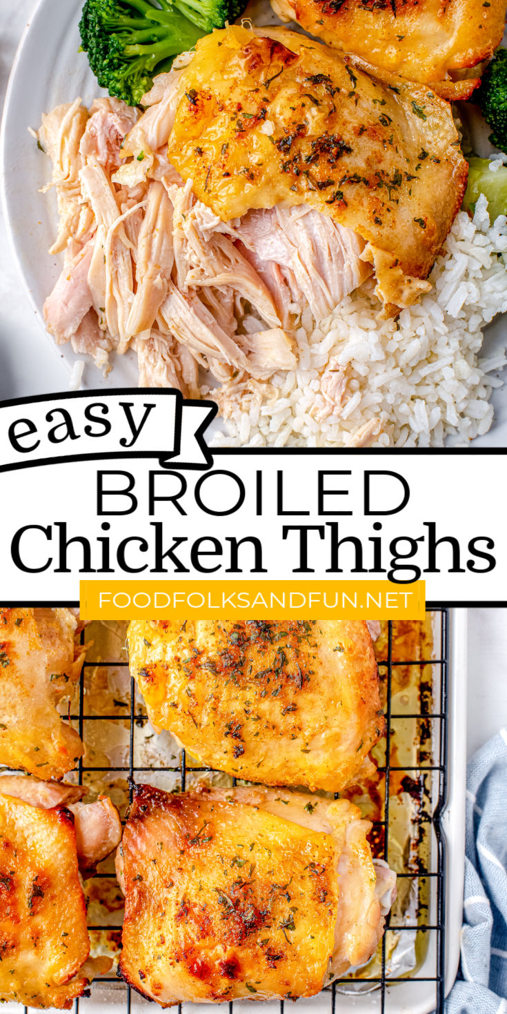 These Broiled Chicken Thighs are juicy, flavorful, and perfectly crisp skin. They’re an easy, economical recipe that your family will ask for again and again. via @foodfolksandfun